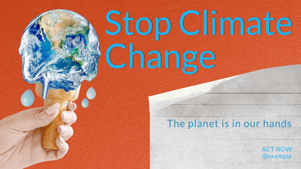 Stop climate change  blog banner template, editable text