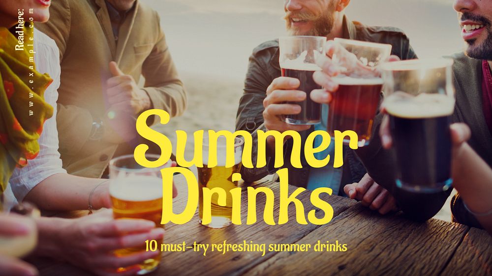 Summer drinks blog banner template, editable text