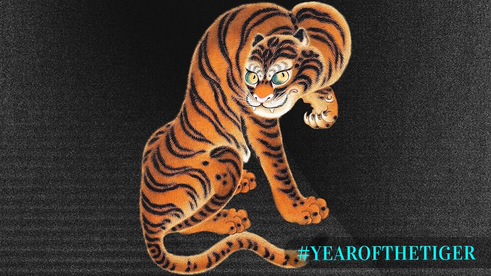 Tiger year  blog banner template, editable text