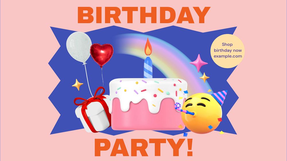 Birthday party  blog banner template, editable text