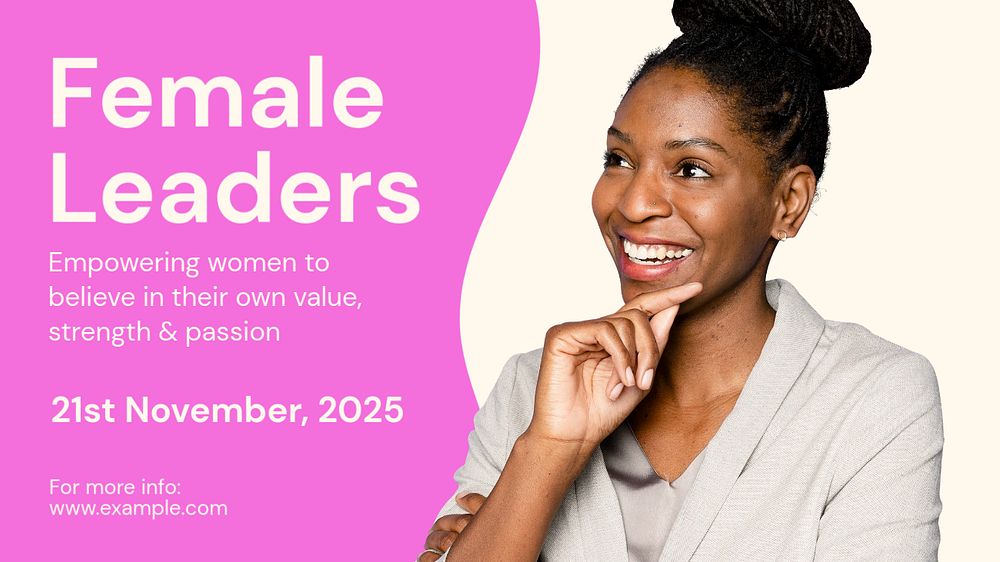 Female leaders blog banner template, editable text