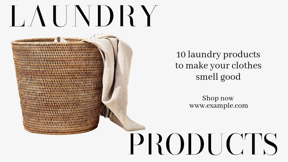 Laundry products  blog banner template, editable text