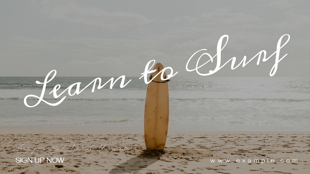 Learn surfing blog banner template, editable text