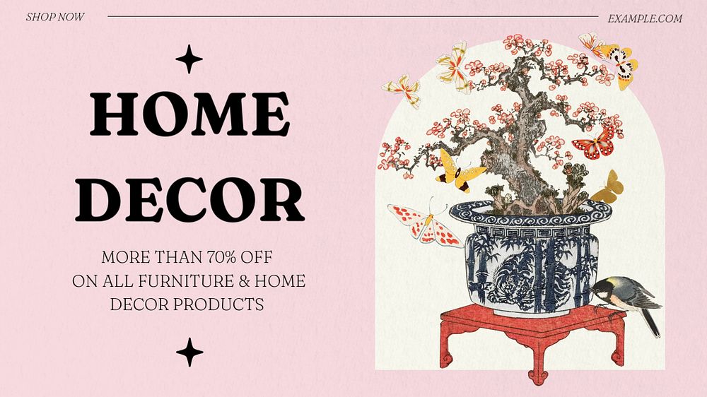 Home decor  blog banner template, editable text