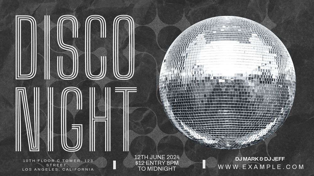 Disco night  blog banner template, editable text