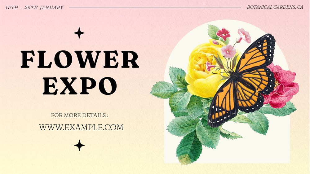 Flower expo  blog banner template, editable text