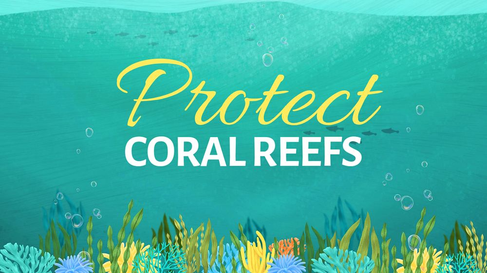 Protect coral reefs blog banner template, editable text