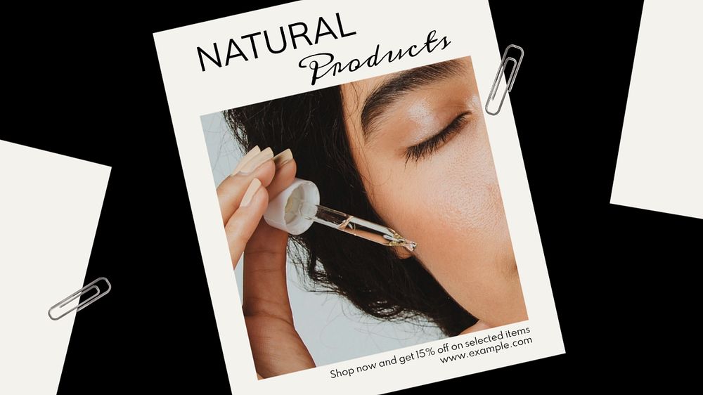 Natural skincare  blog banner template, editable text