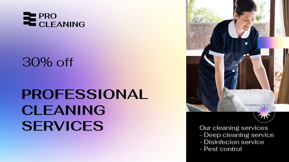 Cleaning service  blog banner template, editable text