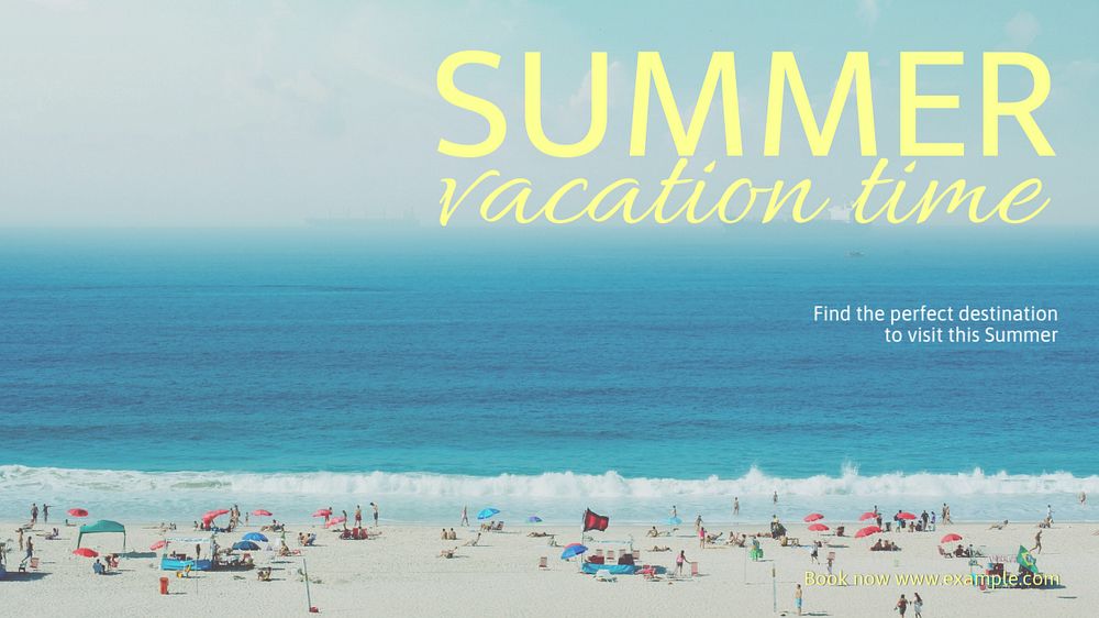 Summer vacation time blog banner template, editable text