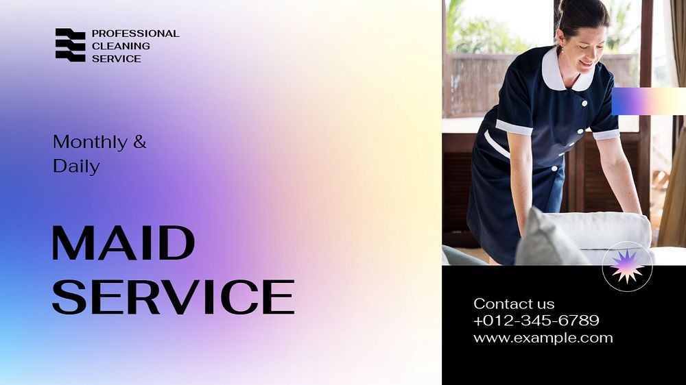 Maid service  blog banner template, editable text