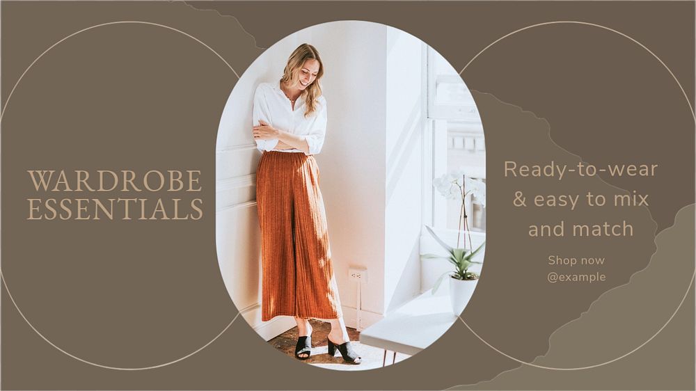 Wardrobe essentials blog banner template, editable text