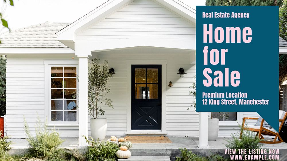 Home for sale blog banner template, editable text