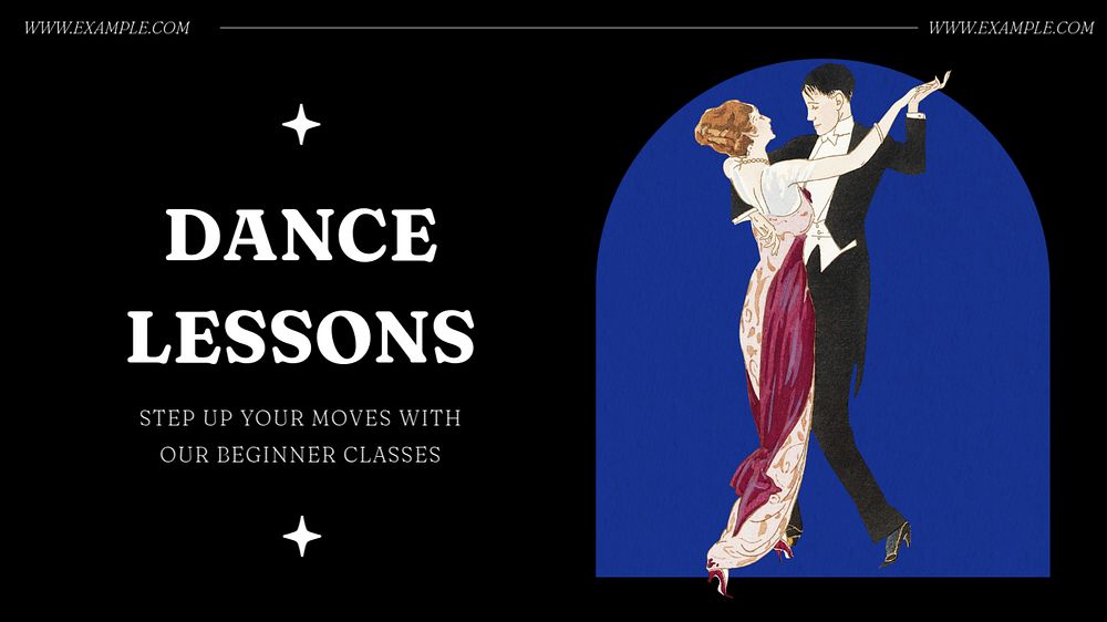 Dance lessons  blog banner template, editable text