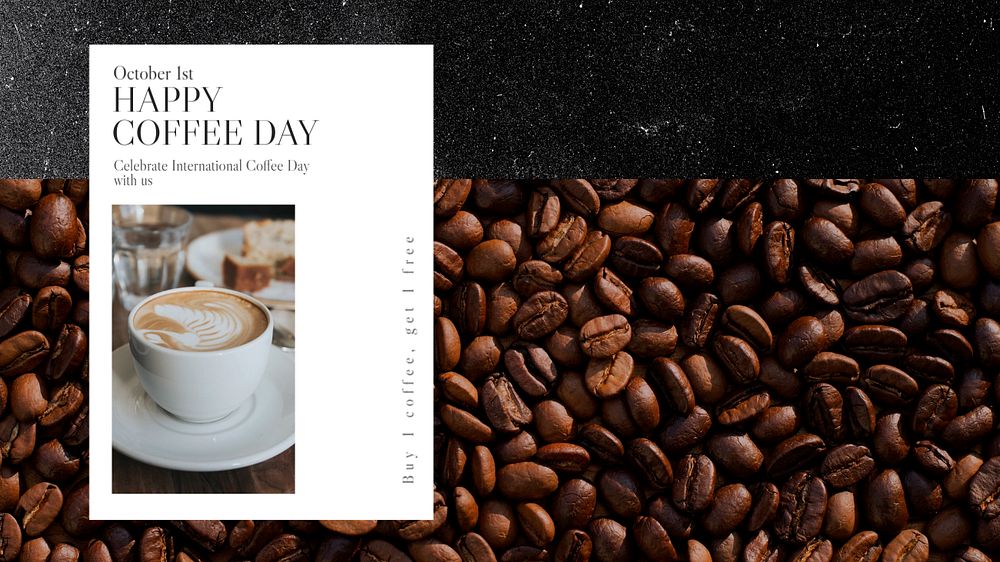 Happy coffee day  blog banner template, editable text