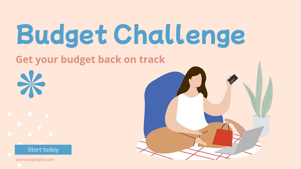 Budget challenge blog banner template, editable text