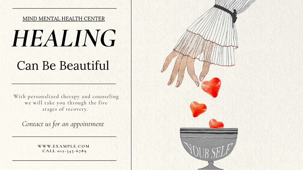 Healing & mental health  blog banner template, editable text