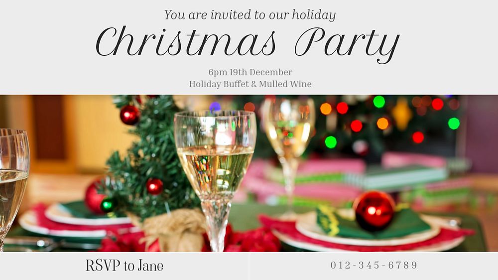 Christmas party  blog banner template, editable text