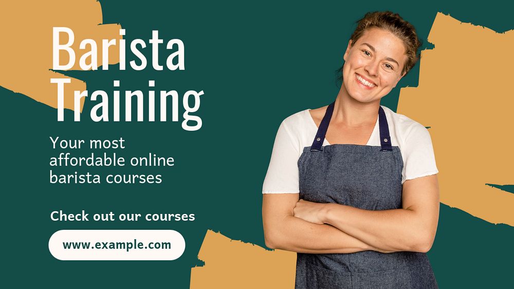 Barista training  blog banner template, editable text