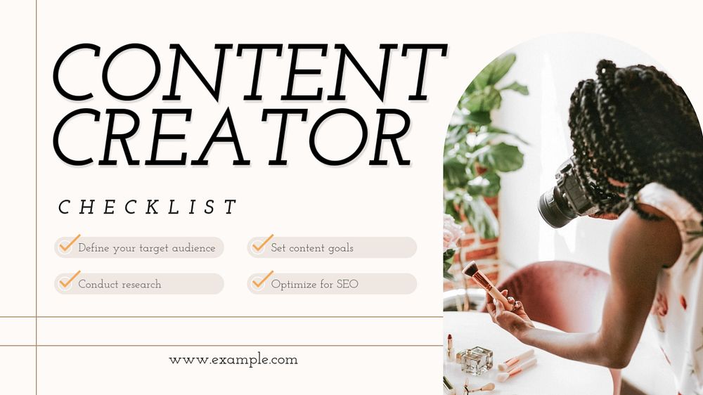 Content creator  blog banner template, editable text