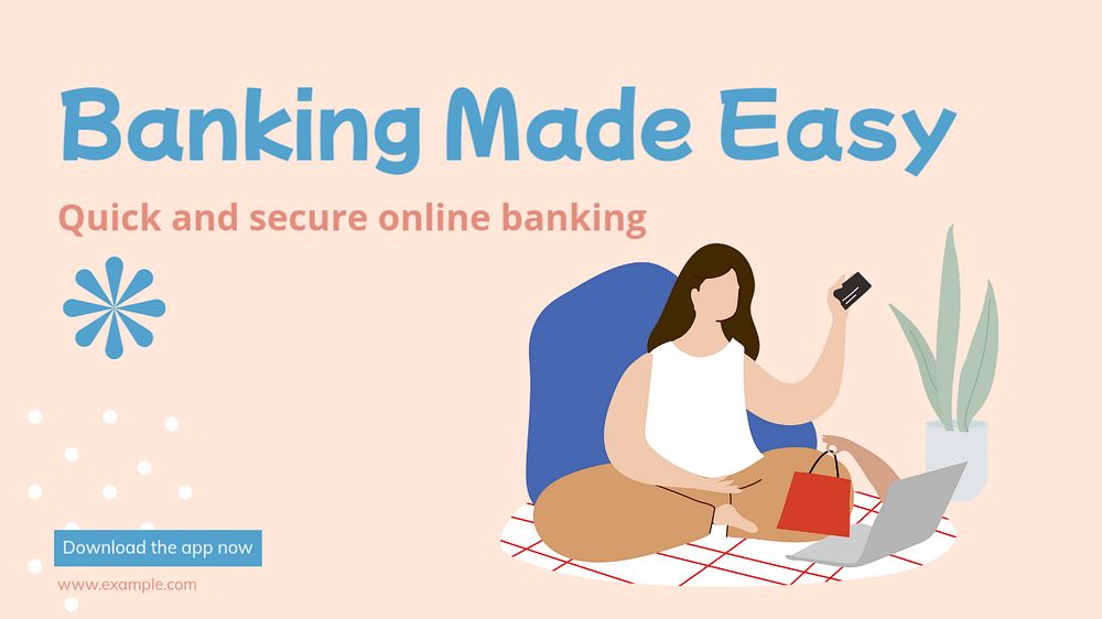 Online banking blog banner template, editable text