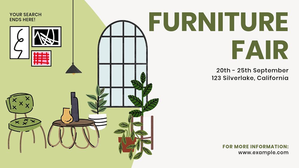 Furniture fair blog banner template, editable text