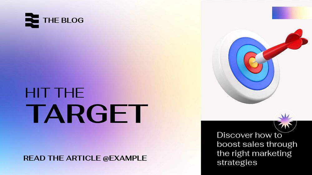 Sales target article  blog banner template, editable text