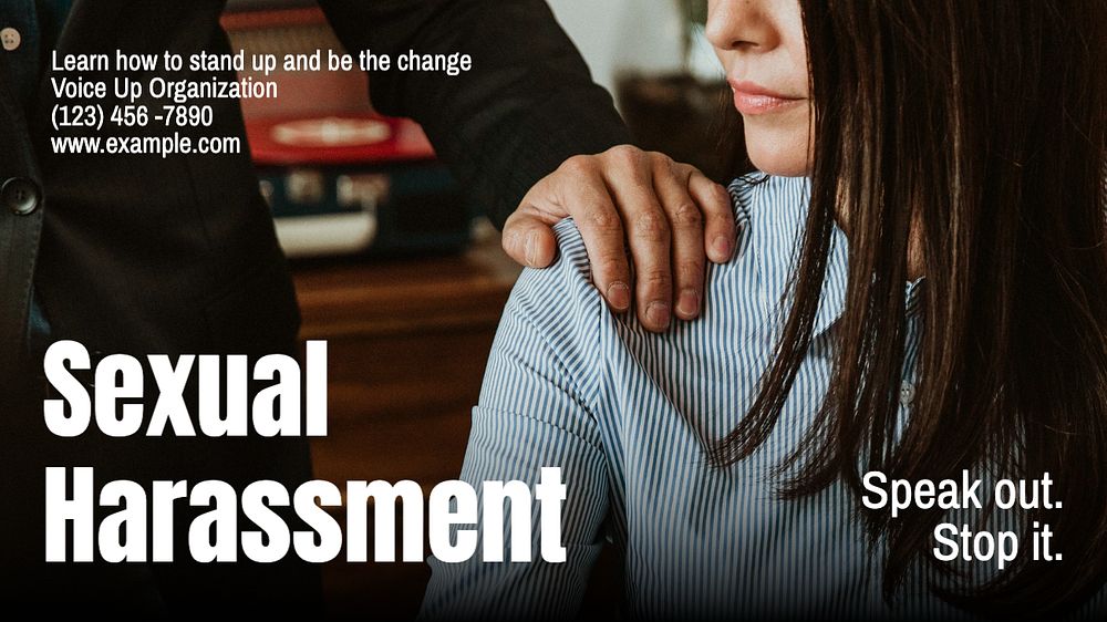 Sexual harassment blog banner template, editable text