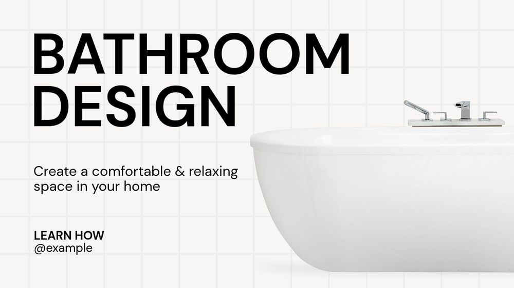 Bathroom design blog banner template, editable text