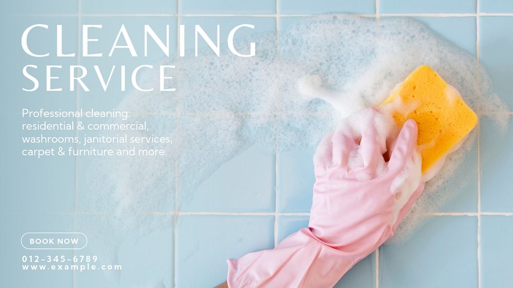 Cleaning service blog banner template, editable text