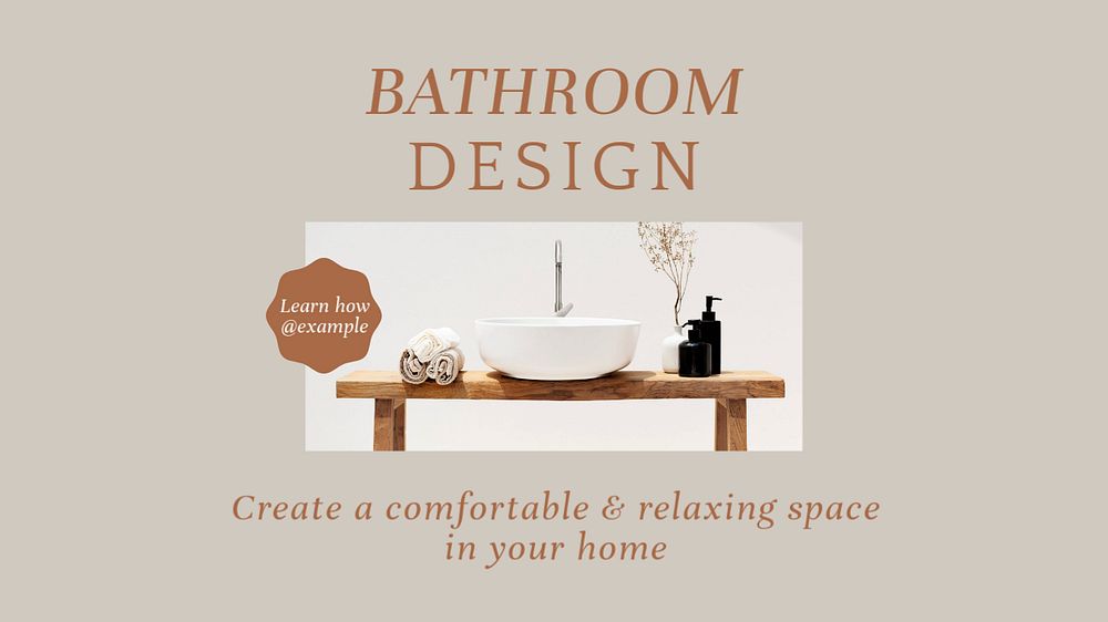 Bathroom design  blog banner template, editable text