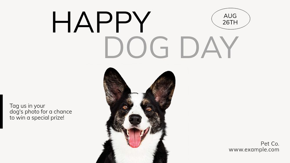 Happy dog day  blog banner template, editable text