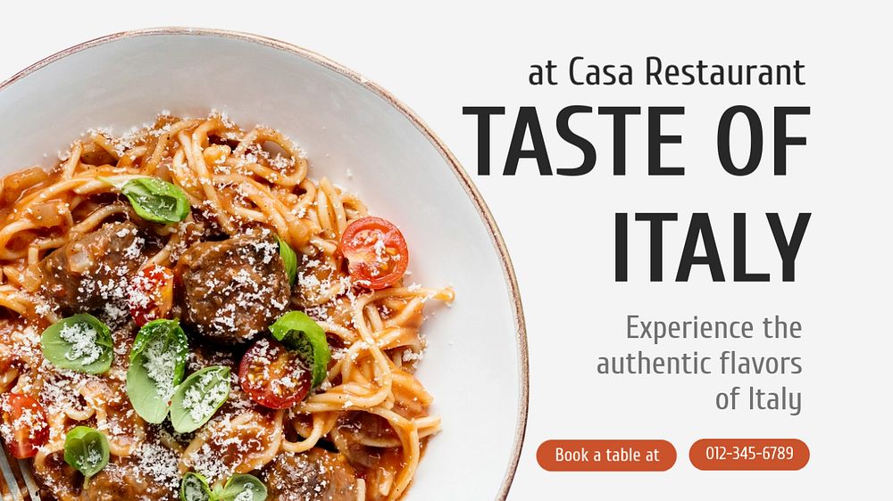 Authentic food taste  blog banner template, editable text