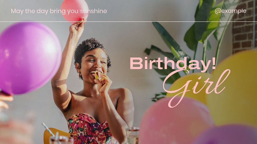 Birthday girl blog banner template, editable text