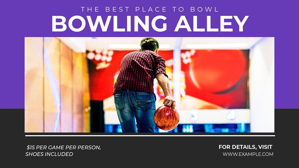 Bowling alley  blog banner template, editable text