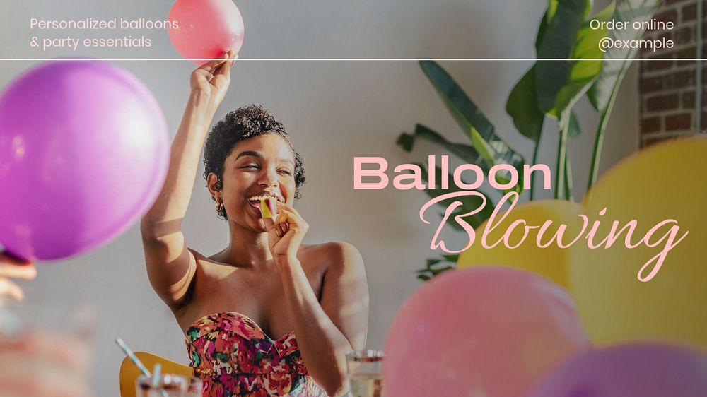 Balloon shop blog banner template, editable text