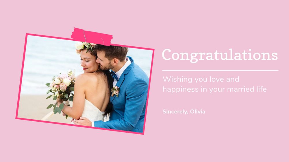 Congratulations wedding  blog banner template, editable text