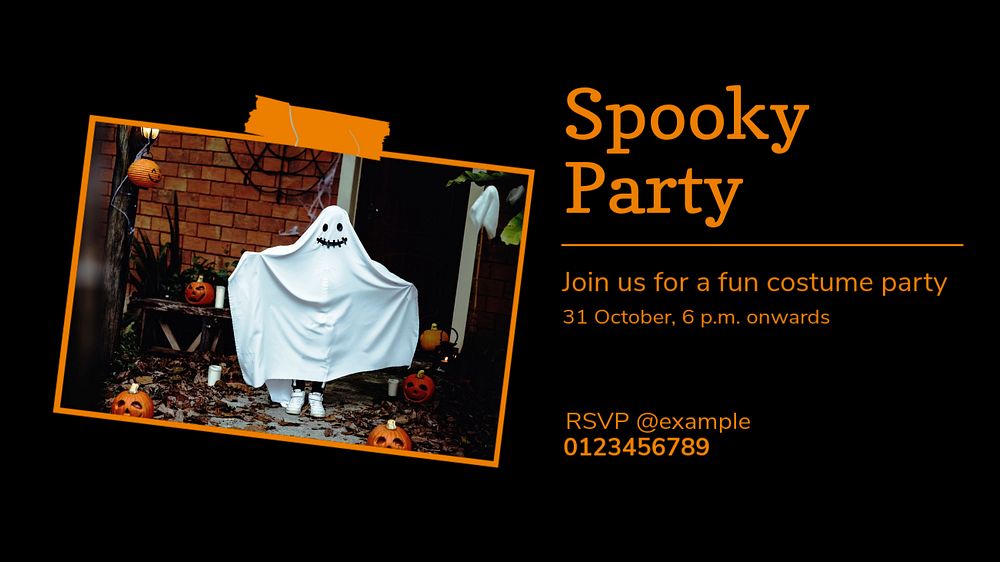 Halloween party  blog banner template, editable text