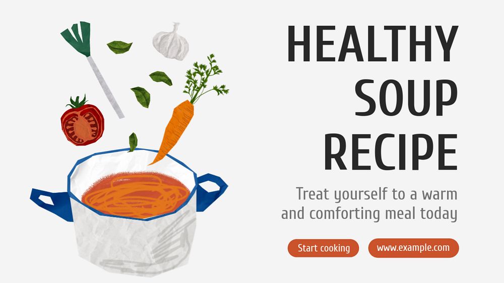 Healthy soup recipe  blog banner template, editable text