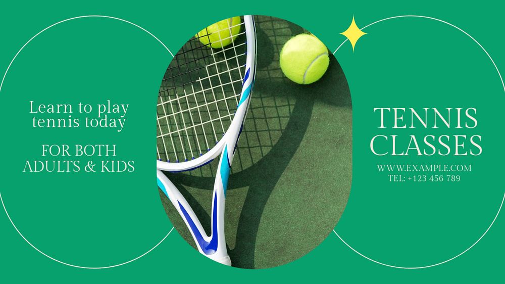 Tennis classes  blog banner template, editable text