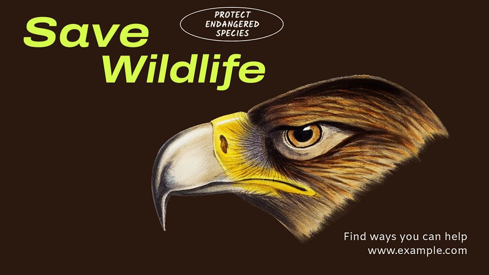 Save wildlife  blog banner template, editable text