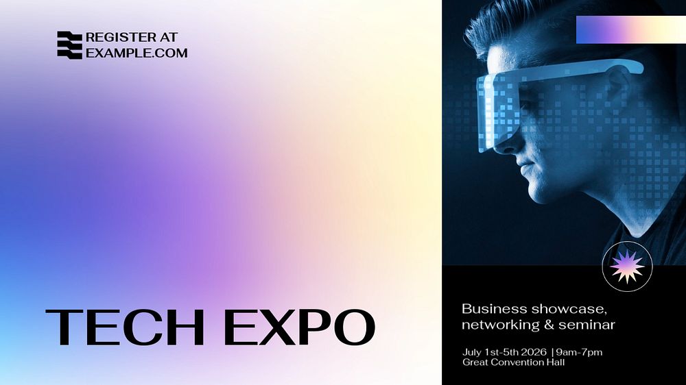 Tech expo  blog banner template, editable text