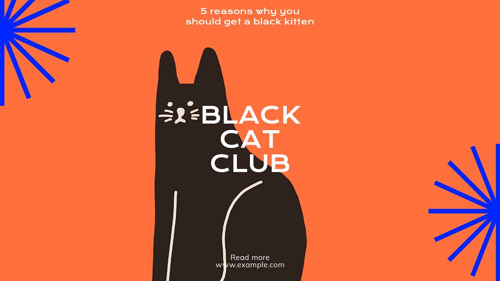 Black cat club  blog banner template, editable text