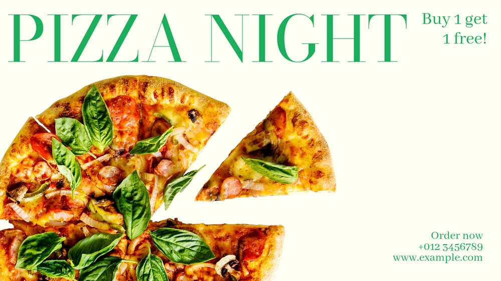 Pizza night  blog banner template, editable text