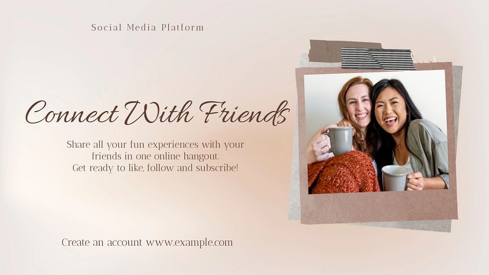 Connect with friends  blog banner template, editable text