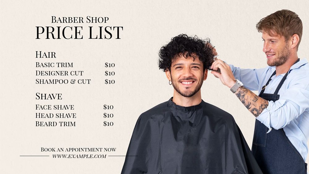 Barber shop blog banner template, editable text