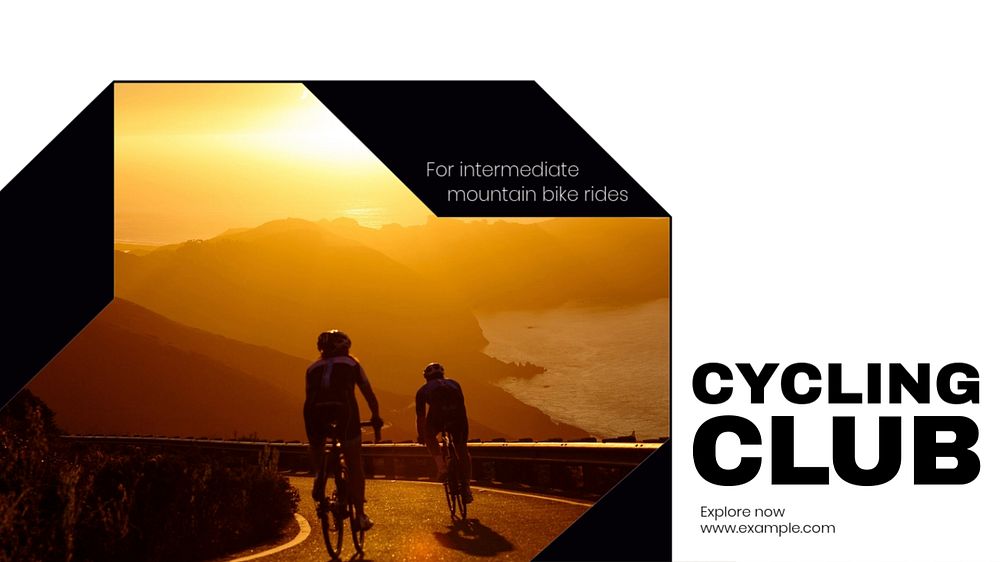 Cycling club  blog banner template, editable text