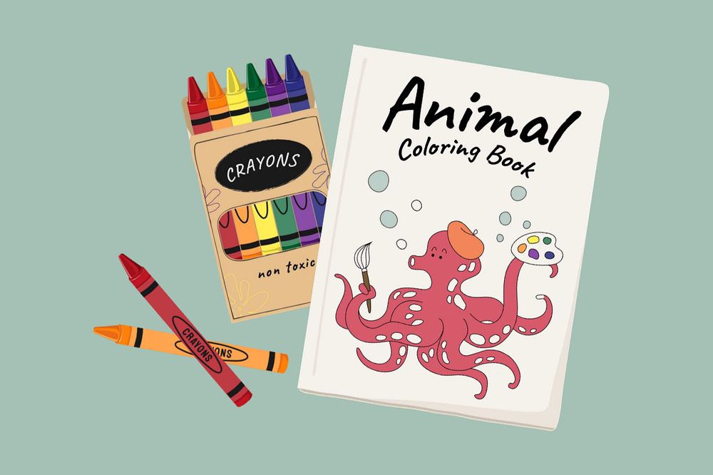 Coloring book, editable kid's education illustration design