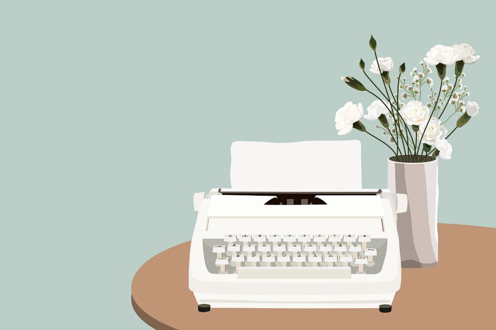 Editable retro typewriter background, aesthetic illustration design