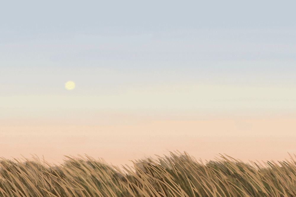 Editable pastel sky grass, painting illustration background